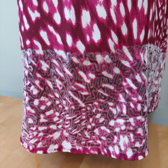 Juicy Couture Women's Tank Top Leopard Print Sequined Dark Fuchsia Small - Picture 6 of 10